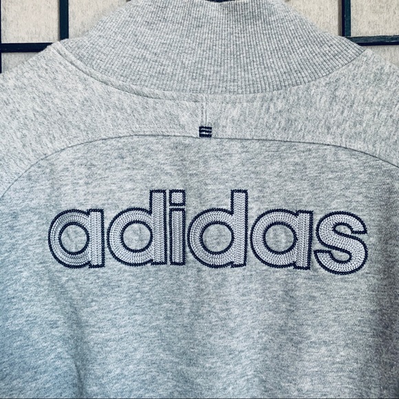 Adidas VTG 2000’s grey 1/4 zip pullover back logo - Picture 8 of 10